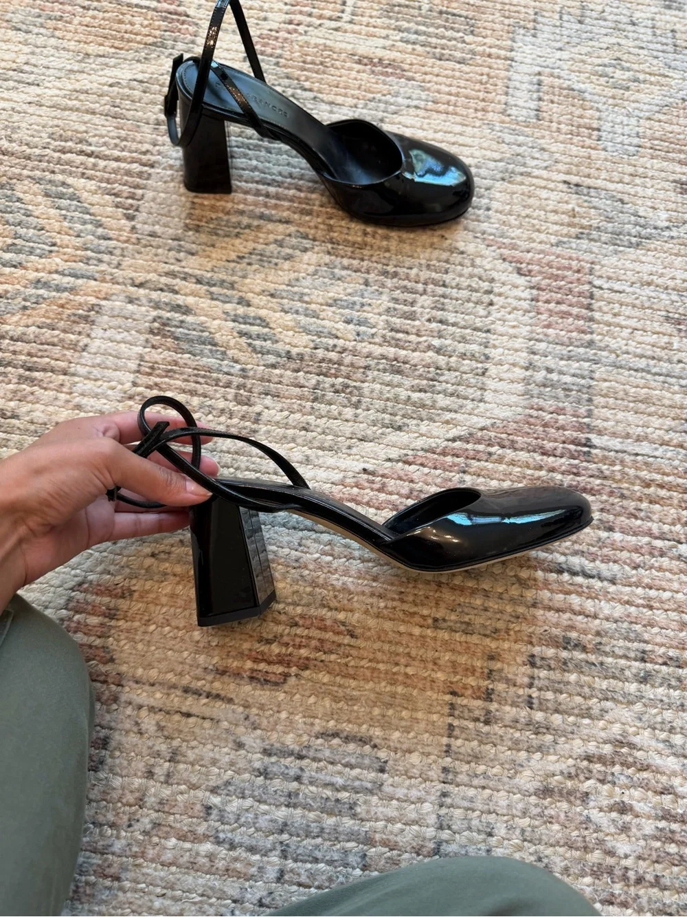 Dear Frances Black Patent Leather Block Heel